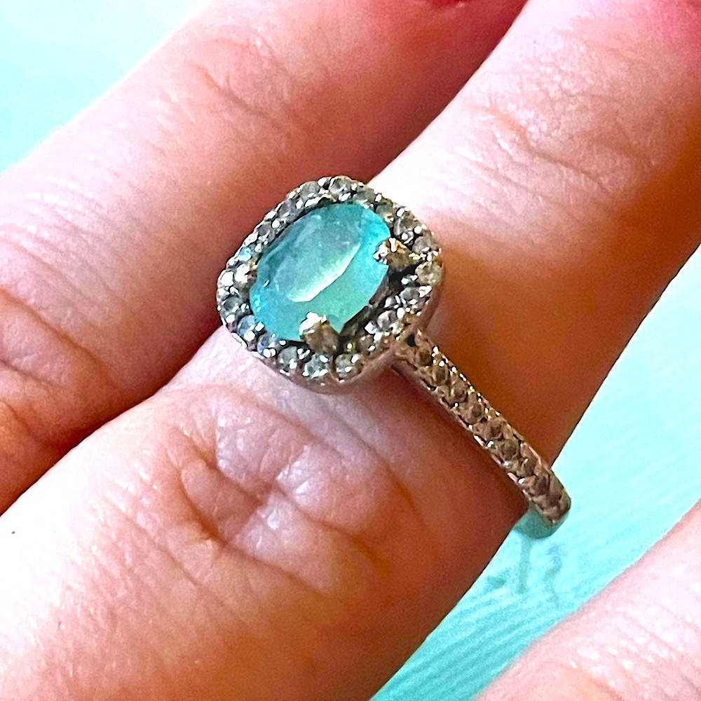 Holiday Sale ✨ All-Natural Certified Grandidierite 14K White Gold Ring Size 7